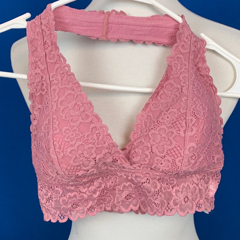Lace Halter Bralette - Pink